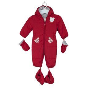 Mayoral Baby Zip Snowsuit Hooded Sherpa Lined Jumpsuit Mittens Booties 9 Months